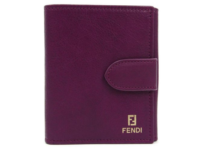 Portefeuille pliable violet Fendi Cuir Veau façon poulain  ref.120366