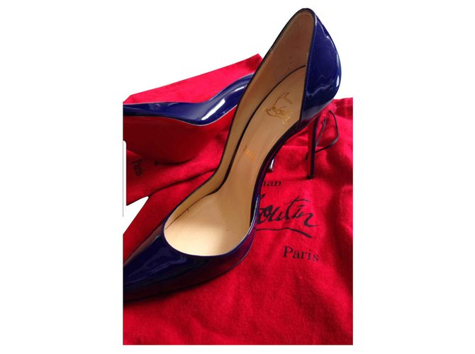 Christian Louboutin IRIZA Pumps 100mm varnished leather Blue Patent leather  ref.120394