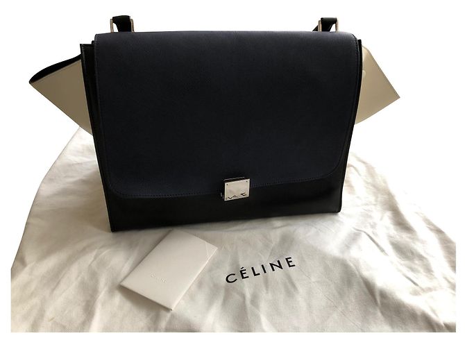 Borsa a mano Céline Trapèze in pelle blu navy
