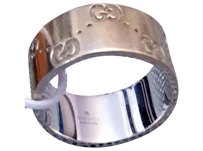 Tamanho do ícone do anel GUCCI 15 Metálico Ouro branco  ref.120457