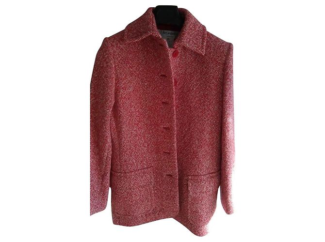 Yves Saint Laurent Jacke Rot Weiß Gesprenkelt aus Wolle 