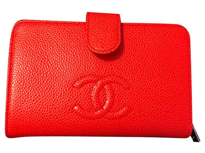 Chanel Wallets Coral Leather  ref.120466