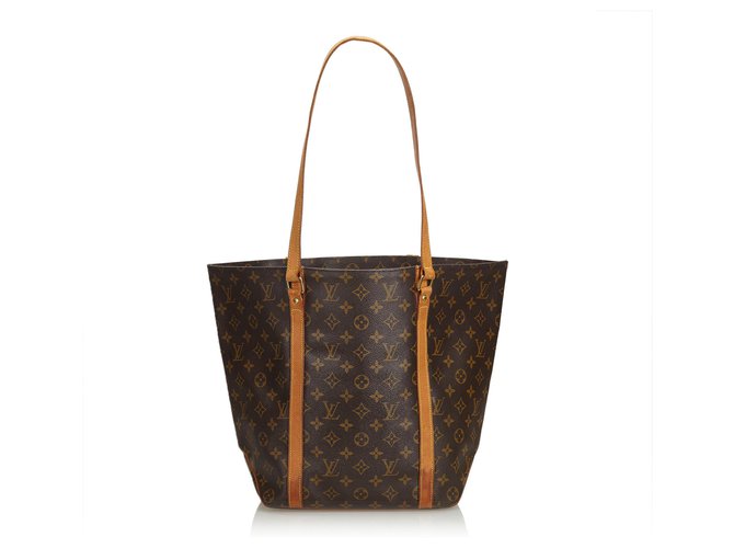 Louis Vuitton Brown Monogram Sac Shopping 48 Leather Cloth  ref.120501
