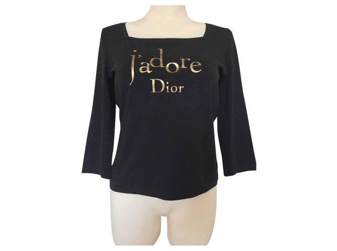 Christian Dior Coton Noir Doré  ref.120605
