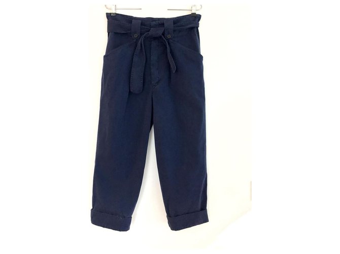 Isabel Marant Etoile Pantalon Ozzy Coton Bleu Marine  ref.120615