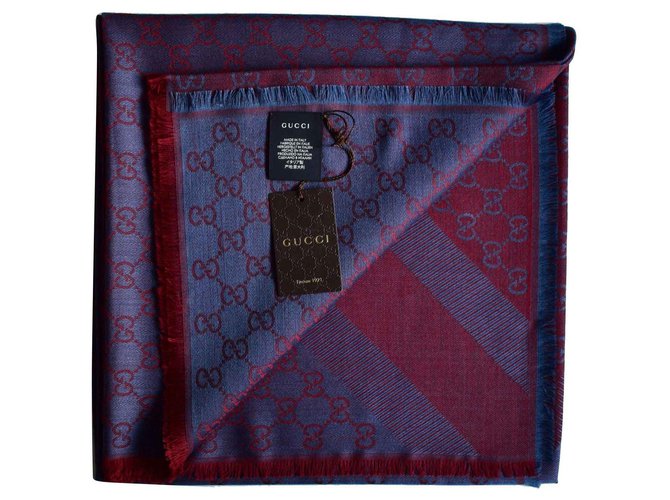 GUCCI GGWEB NEW  STOLA PANNO SCARF GUCCISSIMA Soie Laine  ref.120657