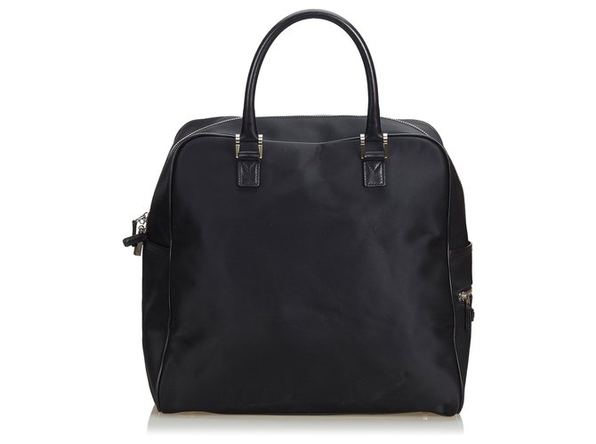 Burberry Black Nylon Briefcase Leather Cloth  ref.120677
