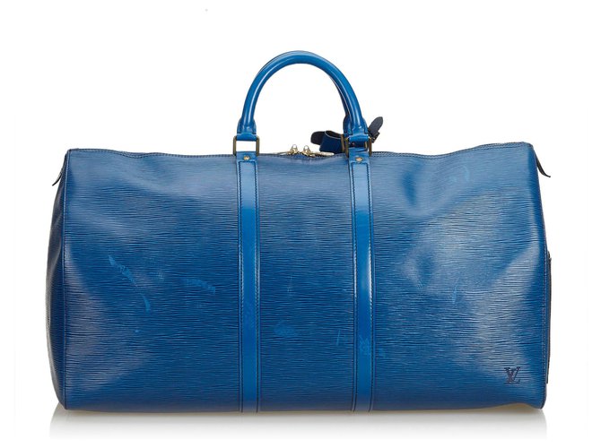 Louis Vuitton Blue Epi Keepall 60 Cuir Bleu  ref.120700