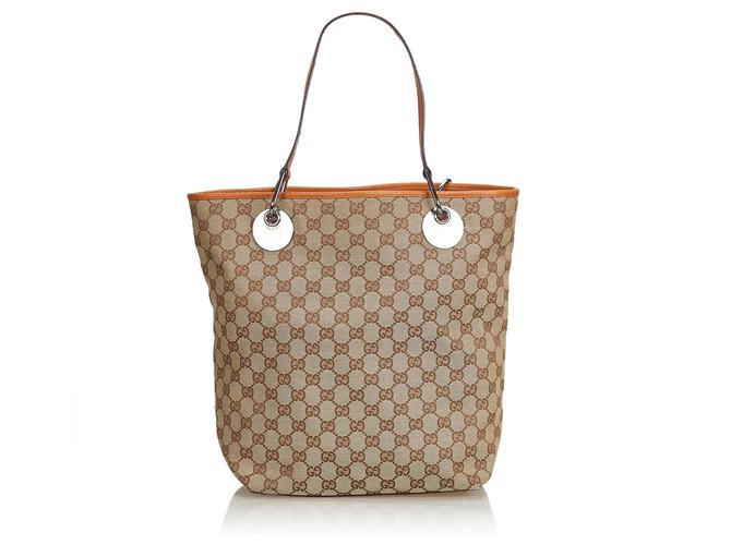 Gucci Brown GG Jacquard Eclipse Tote Bag Leather Cloth  ref.120742