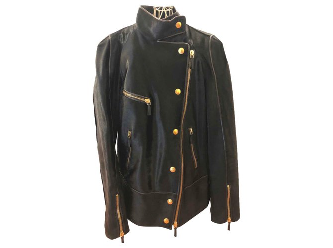 Black Gucci jacket in foal Pony-style calfskin  ref.120784