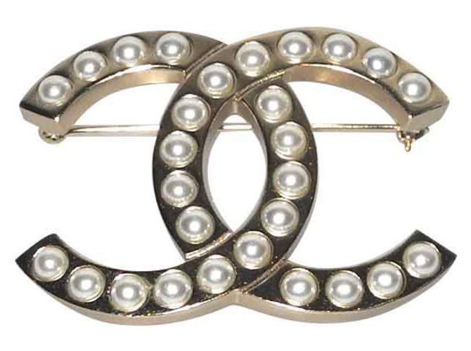 Chanel-Goldbrosche und -perlen, Sammlung 2018 hervorragend Golden Metall  ref.120794