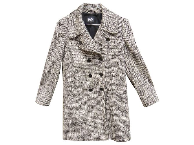 Cappotto Dolce & Gabbana in lana e mohair nero bianco