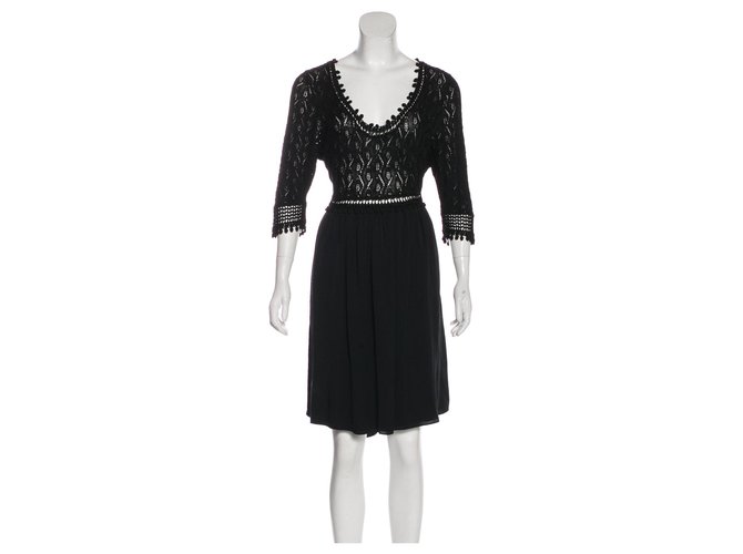 Diane Von Furstenberg DvF Lace dress Ronette Black Silk Viscose Elastane  ref.120809