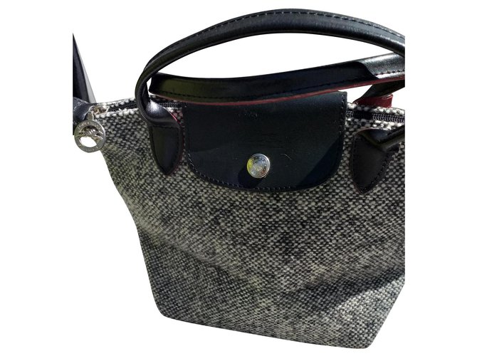 Longchamp Folding Handbags Wool Grey Ref 1849 Joli Closet