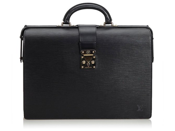 Louis Vuitton Black Epi Serviette Fermoir Leather  ref.120861