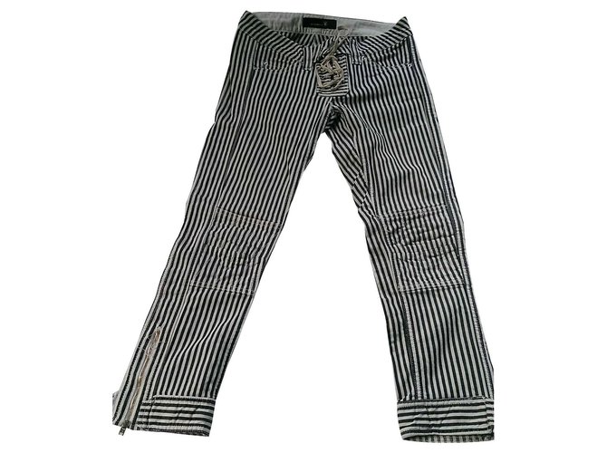 Isabel Marant Etoile Pants, leggings Black White Cotton Elastane  ref.120956