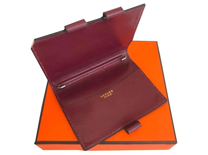 Hermès leather organizer with miners Dark red