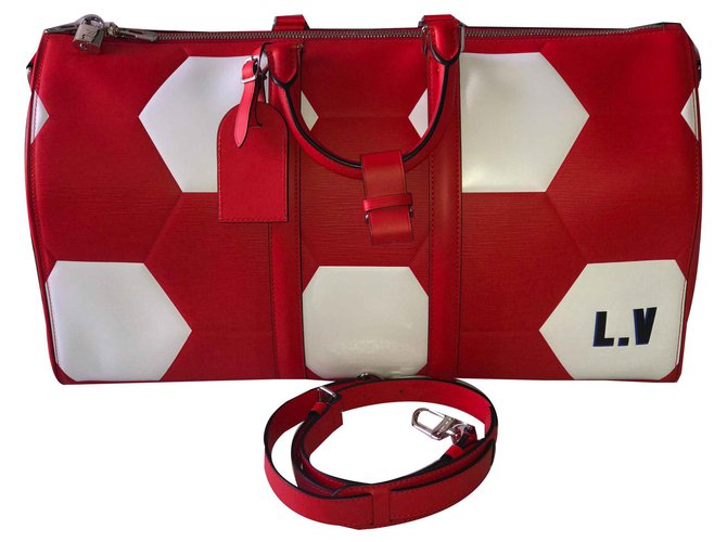 Louis Vuitton keepall 50 Red Leather  ref.120972