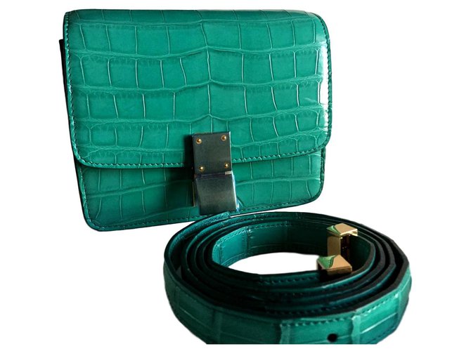 CHANEL bag Emerald green Crocodile Medium flap gold hardware NEW/box