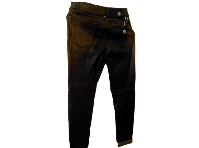 BROWN PANTS BRAND HIGH NEW COTTON COATED EXTENSIBLE SIZE 40 fr 44 IT COTTON ELASTHANE NEW  ref.120998