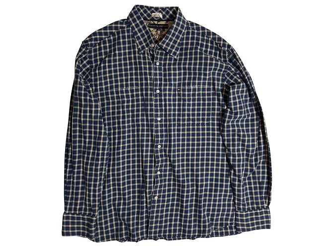 Camicia Tommy Hilfiger in cotone blu a maniche lunghe XL Multicolore