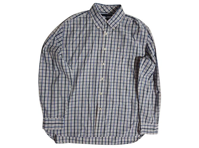 Camicia Tommy Hilfiger a Manica Lunga Bianca Blu Cotone XL Bianco Multicolore