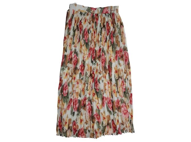Autre Marque Plisierter Blumenrock aus Polyester Mehrfarben
