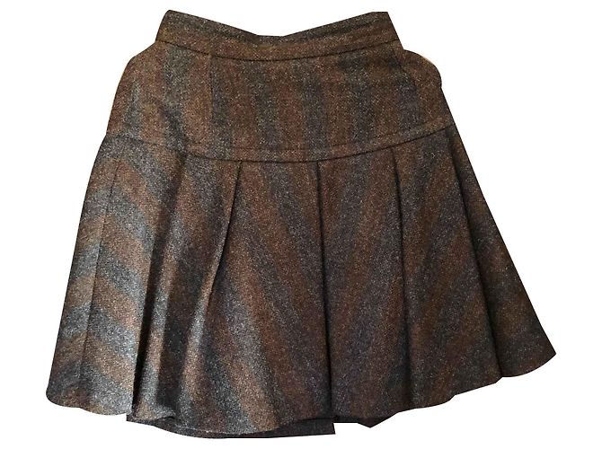 Saia plissada Dolce & Gabbana de lã marrom