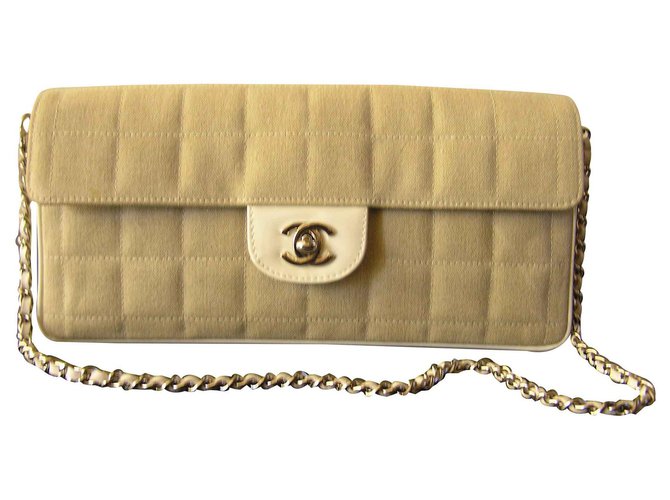 Chanel Handbags Beige Linen  ref.121119