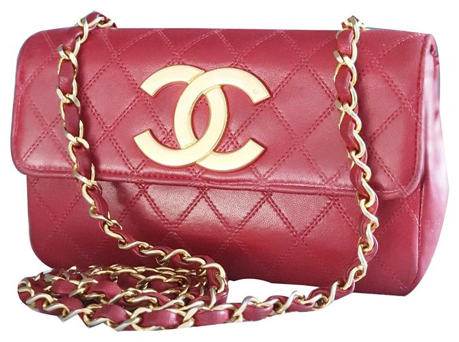 Chanel Handtaschen Rot Lammfell  ref.121131