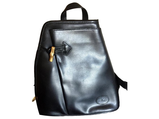 Backpack Longchamp line reed Black Leather  ref.121173