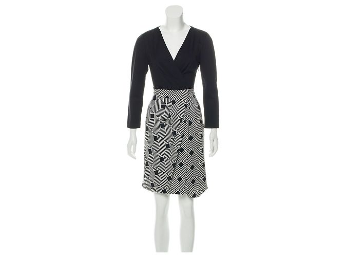 Diane Von Furstenberg DvF Gianna vestido de seda Negro Blanco
