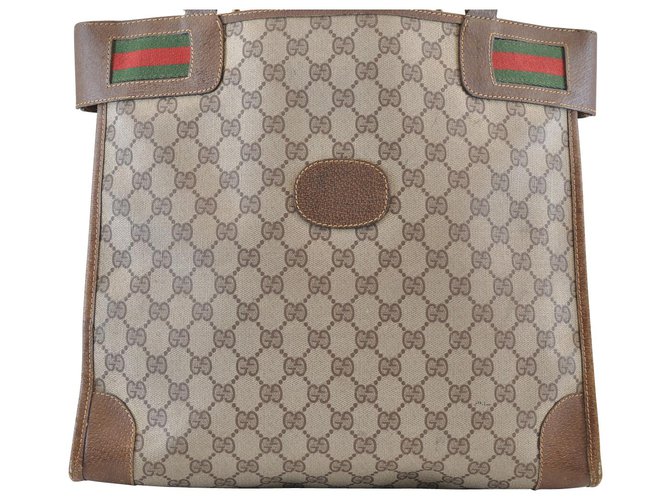Gucci Sherry Line GG Tote Bag Brown Cloth  ref.121281