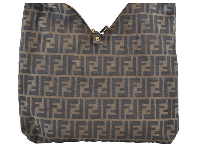 Fendi Zucca Shoulder Bag Brown Cloth  ref.121286
