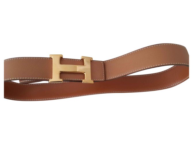 Hermès H 2 buckles Light brown Leather  ref.121291