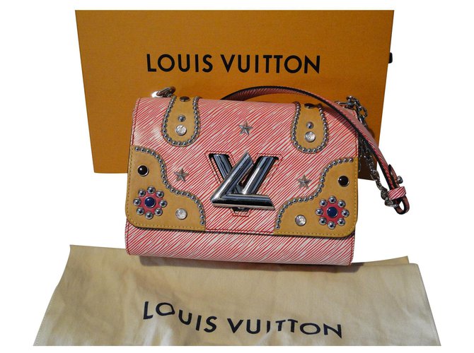 Louis Vuitton MM Leather Twist Bag Edição limitada Western Limited Edition Branco Vermelho Couro  ref.121336