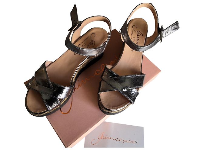 Autre Marque GAIMO Espadrilles aus silbernem Metallic-Leder 39