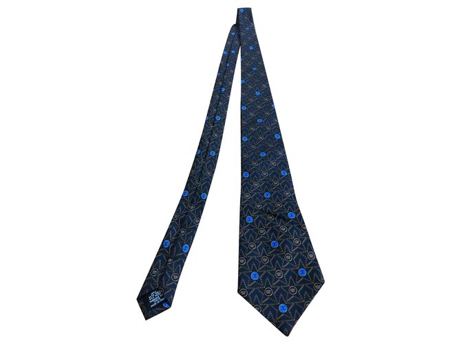 Chanel Monogram Tie Dark blue Silk  ref.121349