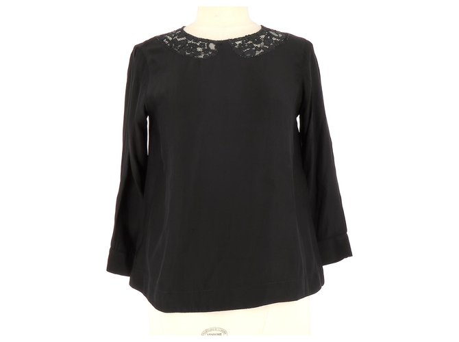 Sandro Wrap blouse Black Silk  ref.121416