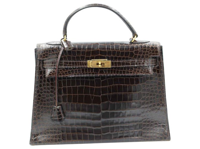 Hermès Kelly 32 Brown Exotic leather  ref.121502