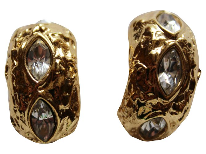 Yves Saint Laurent Clip earrings Golden Metal  ref.121507