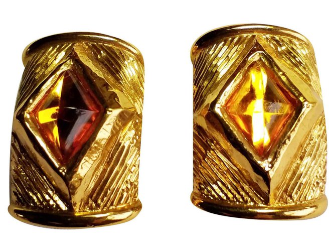 Jean Louis Scherrer Orange clip earrings Metal Glass  ref.121515