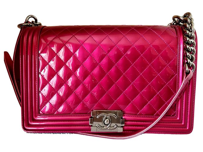Chanel Boy  new medium Pink Patent leather  ref.121528