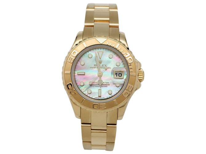Rolex "Yacht-Master" watch in yellow gold and mother-of-pearl.  ref.121577