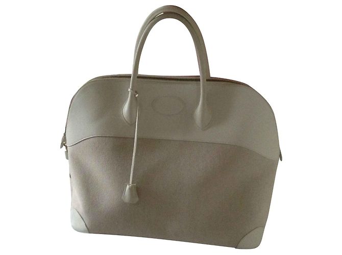 Mala de viagem Hermès Bolide em couro branco