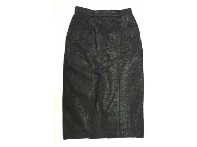 Autre Marque Skirts Black Leather Lambskin  ref.121603