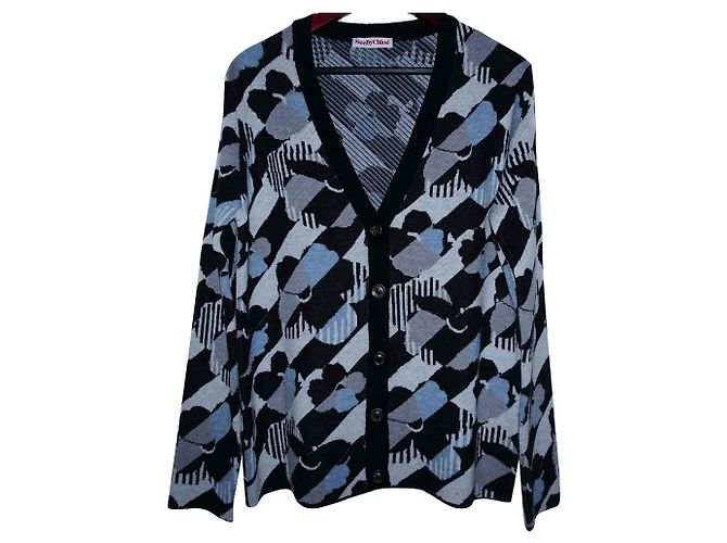 See by Chloé Strickjacke aus Schurwolle V Ausschnitt blau grau