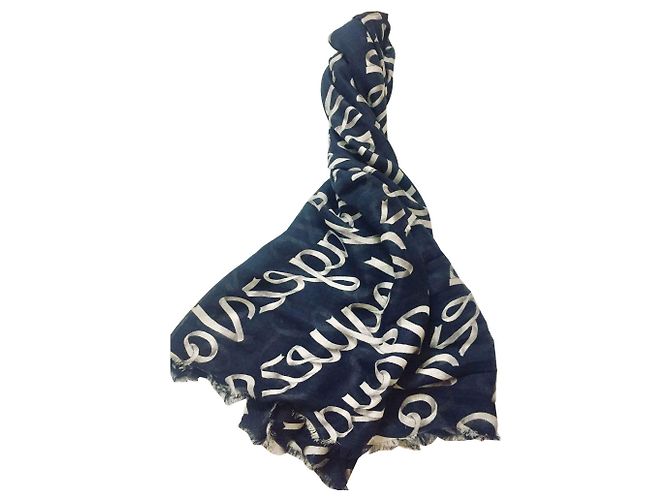 Louis Vuitton Vuitton stola Blu Seta Cachemire