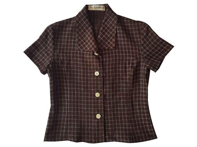Guy Laroche Check Short Sleeve Shirt Brown
