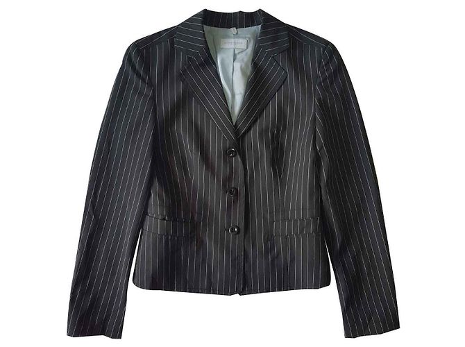 Strenesse Striped Wool Blazer Navy Blue White